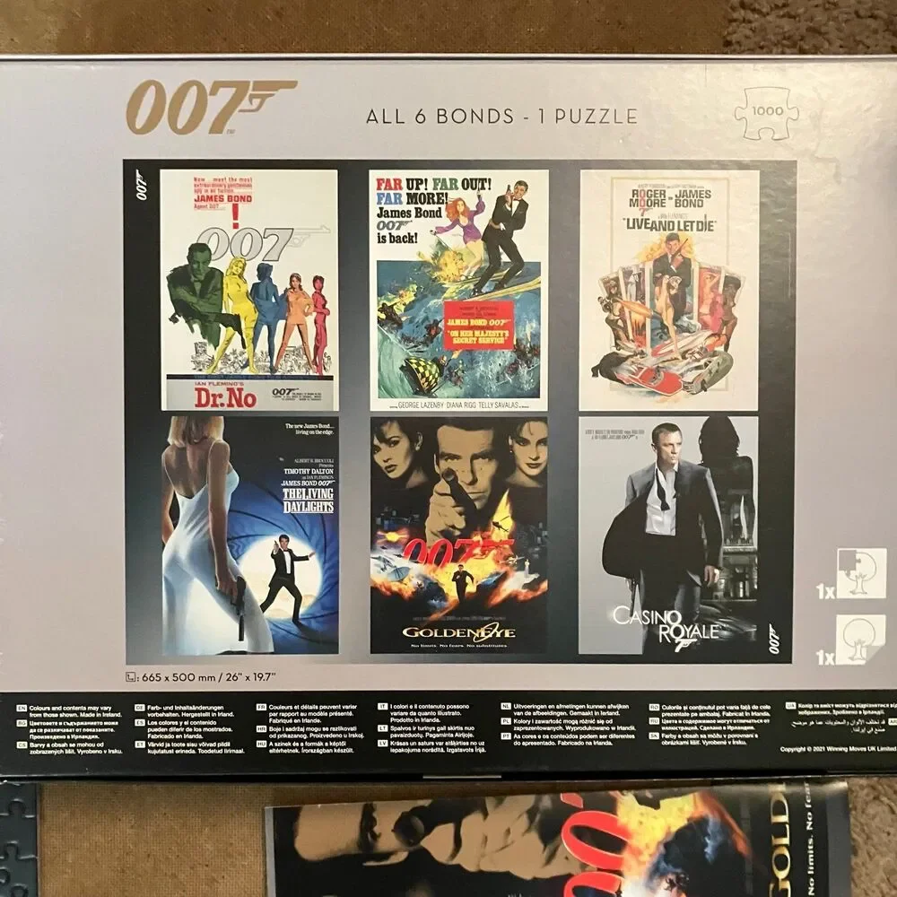 Top Puzzles James Bond Actor Debut 1000 Piece Jigsaw Puzzle Game W/Poster